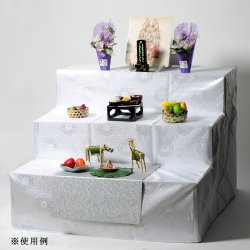 画像3: お盆用品【盆棚（精霊棚）：段ボール祭壇　香華（こうげ）3段 90cm幅　【段布・写真立付 】工具不要・組立式　祭壇　法要　仏事　新盆　初盆　お盆飾り　盆提灯