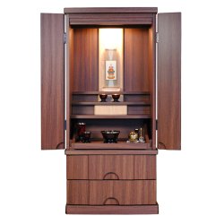 画像1: 仏具付き【モダン仏壇：昴（すばる）ウォールナット調　40号　正座サイズ】仏壇・仏具　現代調仏壇　大型仏壇　家具調仏壇　重ね仏壇　送料無料