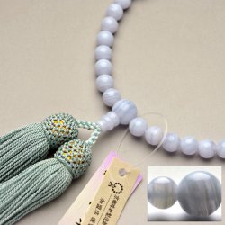 画像1: 仏壇供養に不可欠：京都数珠製造卸組合・女性用・カルセドニー・正絹頭房付