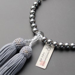 画像1: 仏壇供養に不可欠：京都数珠製造卸組合・女性用・黒貝パール・正絹頭房付・ネコポス送料無料