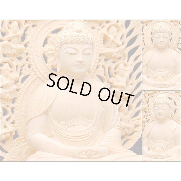 画像3: 幻の高級材【香る本榧（かや）材：阿弥陀如来 八角飛天光背仏像2.0寸】天台宗・浄土宗　仏壇用御本尊　送料無料