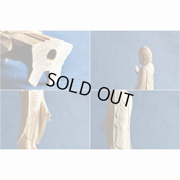 画像4: 仏像：総柘植　立ち阿弥陀　浄土真宗東ご本尊4.0寸