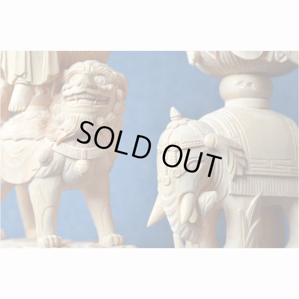 画像3: 仏像【総桧・八天飛天光背：上彫り　普賢菩薩＋文殊菩薩　二尊2.5寸】釈迦三尊脇侍　開運　仏壇・御本尊　趣味仏像　縁起仏像　送料無料