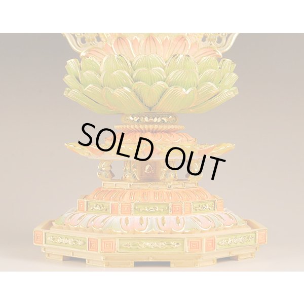 画像5: 仏像：総柘植八角飛天光背【淡彩切金】阿弥陀如来2.5寸