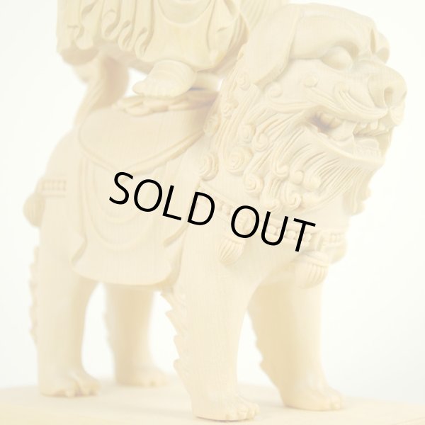 画像3: 仏像【総柘植・桃型飛天光背：上彫り　普賢菩薩＋文殊菩薩　二尊2.0寸】釈迦三尊脇侍　開運　仏壇・御本尊　趣味仏像　縁起仏像　送料無料