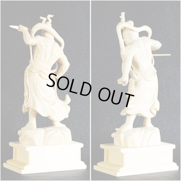 画像4: 木彫り仏像　総桧【仁王(金剛力士)像セット】　身丈：７寸　総高約26cm　送料無料