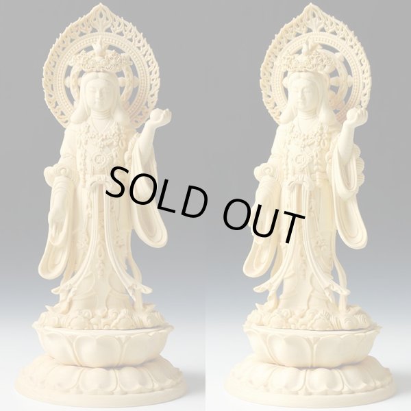 画像2: 木彫り仏像　総桧【吉祥天（きっしょうてん）】総高さ23.5cm　送料無料