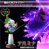 画像: お盆飾り【光触媒・光ファイバー：LEDイルミネーション仏花　テルミナ花瓶付きミニ　蒼】光るお花　お盆用品　霊前灯　提灯　供花　供物　お供え　造花　仏壇用仏具　新盆　初盆　盆花　迎え火　送り火　インテリア提灯　コードレス　送料無料