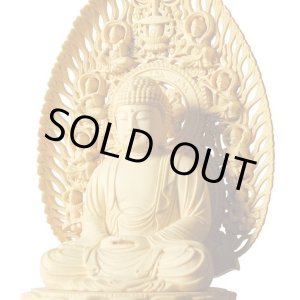 画像: 高級仏像桧材・着色仕上げ・八角飛天光背・釈迦如来2.0寸・曹洞宗・禅宗・臨済宗・時宗のご本尊