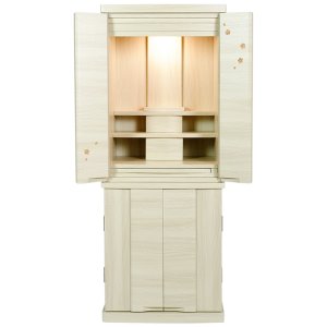 画像: 現代調モダン仏壇【和みモダン仏壇：桜都（おと）　ナチュラル色　40号】本尊掛軸　仏具　おりん 現代調仏壇　大型仏壇　家具調仏壇　重ね仏壇　送料無料