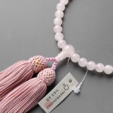 画像: 仏壇供養に不可欠：京都数珠製造卸組合・女性用・ローズクォーツ・正絹頭房付