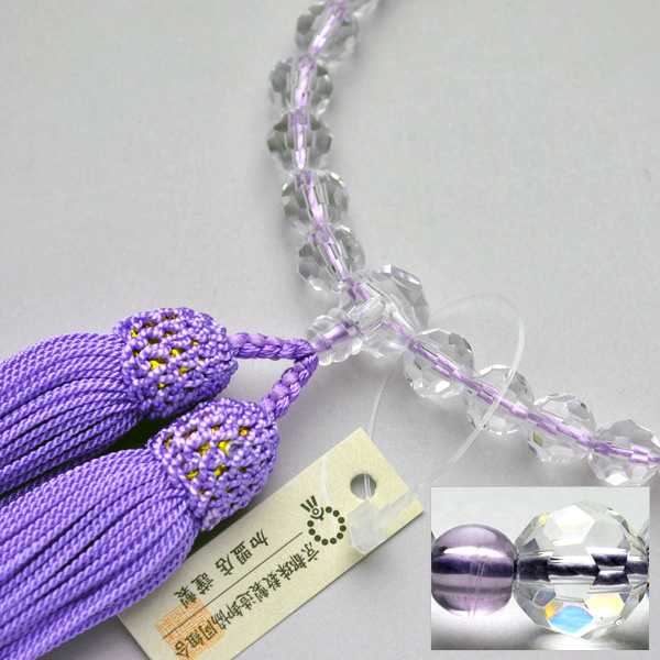 画像1: 仏壇供養に不可欠：京都数珠製造卸組合・女性用・京カット・紫雲仕立