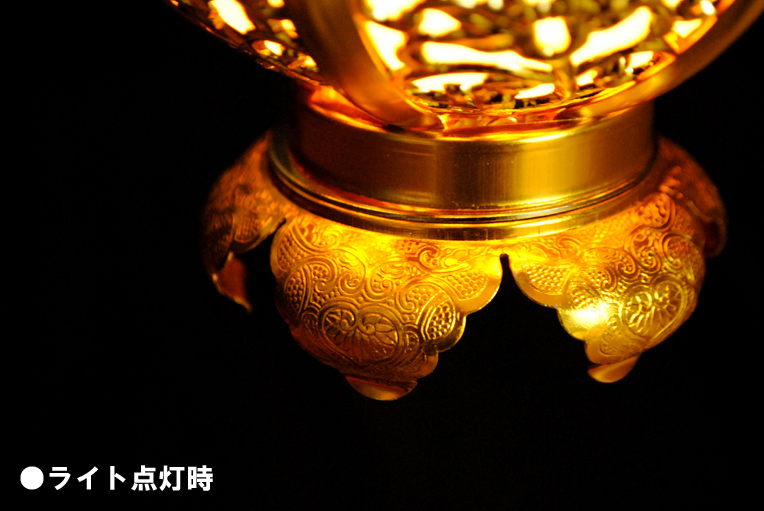 画像: ほんのりと明るい電球入り【新丸型　吊燈篭（大）】お仏壇用仏具　送料無料