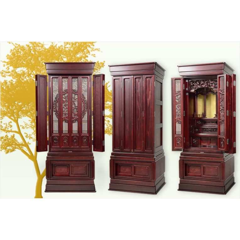 画像3: 伝統型唐木仏壇【富士：天然楡総杢46号　紫檀色仕上げ】重ね大型仏壇　送料無料