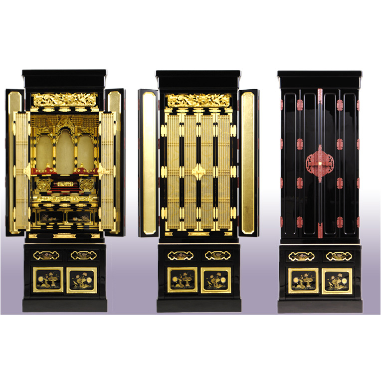 画像: 純金金箔使用の本格金仏壇【浄土真宗お東用台付き仏壇:万葉 15号】浄土真宗大谷派 送料無料