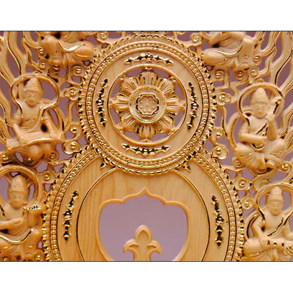 画像: 【仏像】貫禄が違います【総柘植材・切金・六角】飛天光背阿弥陀如来3.0寸