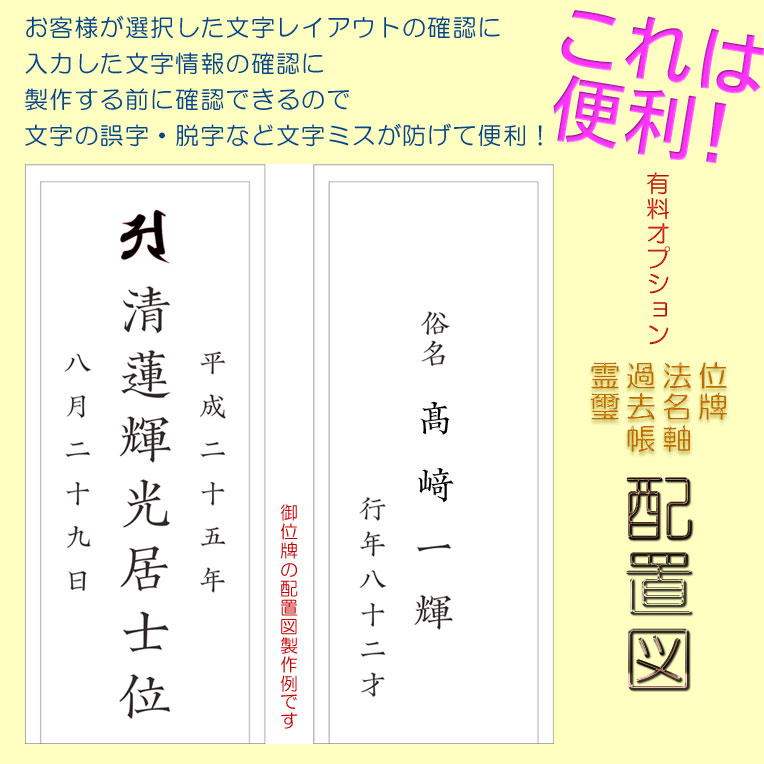 画像1: 仏具【製作前に確認できる有料オプション：配置図】本体（位牌・法名軸・過去帳・霊璽）と文字入れ代は別売です