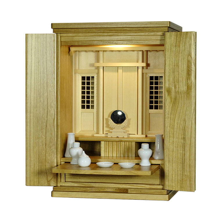 画像2: 神具付き【モダン祖霊舎：初穂(はつほ)・天然木総桐材　23号・ナチュラル】祖霊舎・神徒壇 神道　御霊舎　霊璽　御霊代　神棚　LED照明付き　送料無料