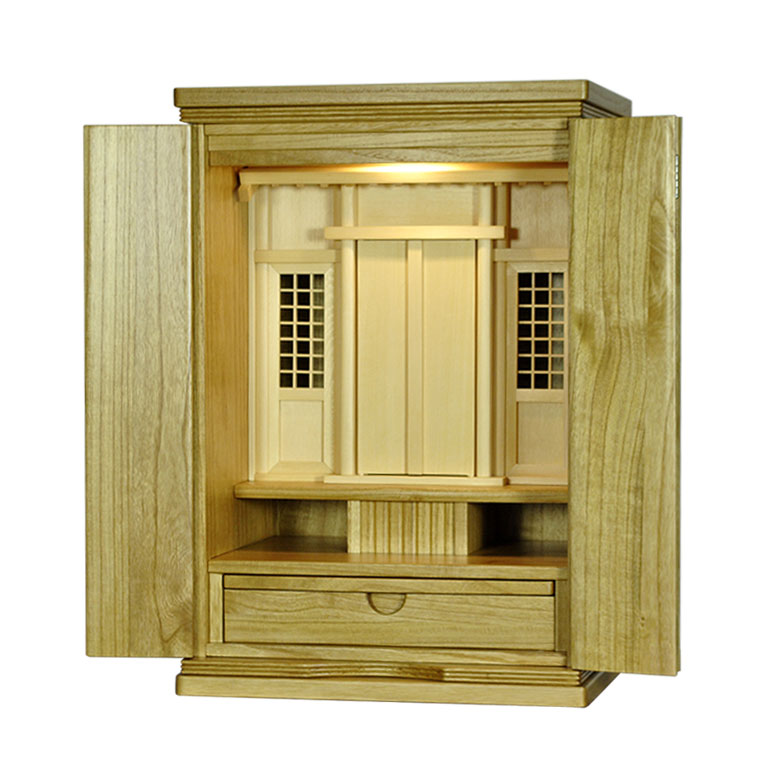 画像2: LED照明付き【モダン祖霊舎：初穂(はつほ)・天然木総桐材　23号・ナチュラル】祖霊舎・神徒壇 神道　御霊舎　霊璽　御霊代　神棚　送料無料