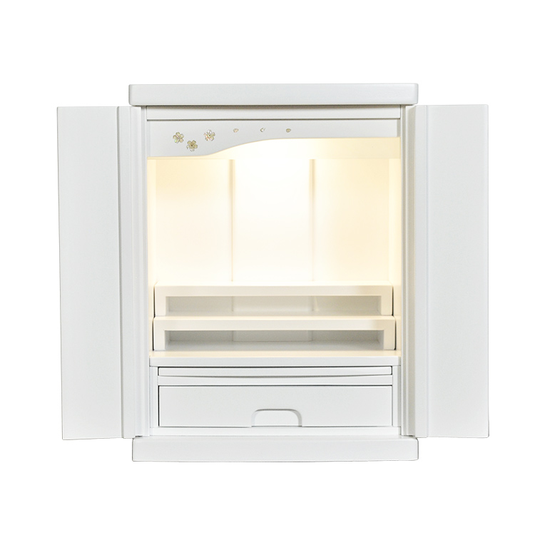 画像3: 【ご本尊＋陶器仏具セット＋りんセット＋掛軸留め】桐材・ミニモダン仏壇【未来16号・ホワイト（白）　仏具込み】送料込み