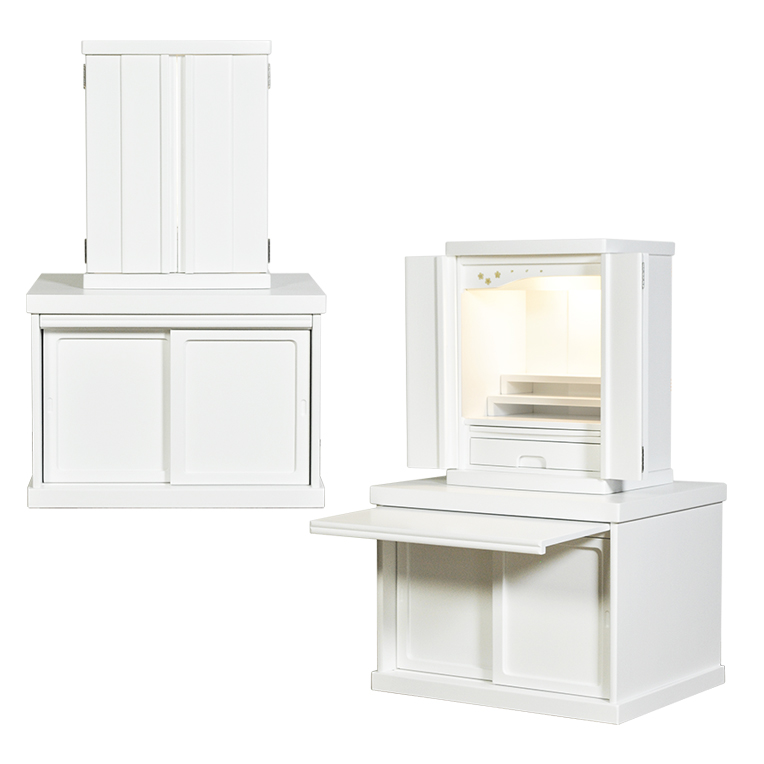 画像2: 仏壇・仏壇台上下セット【ミニモダン仏壇・未来16号＋仏壇台・花見月】ホワイト（白）・送料無料