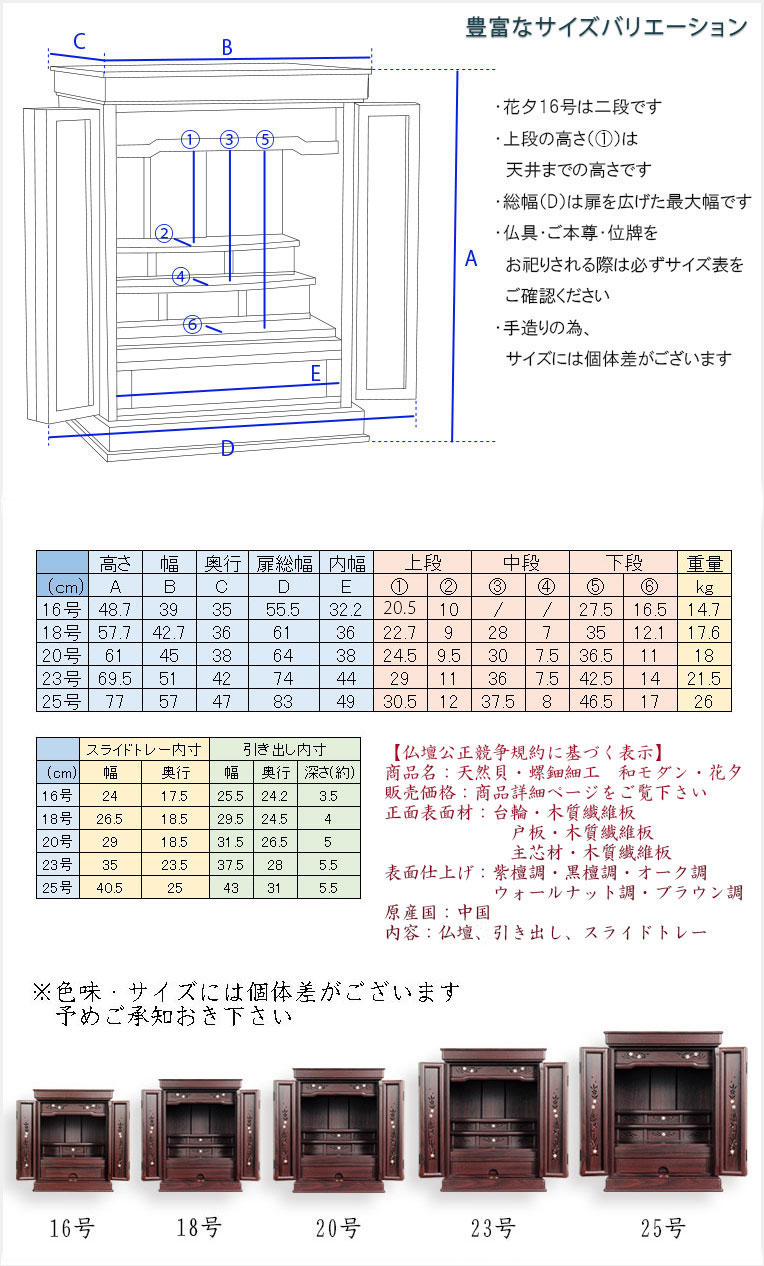 画像19: ブラウン色　仏壇+仏壇台【伝統型仏壇：天然貝・螺鈿細工　和モダン・花夕（はなゆう）　20号】小型仏壇　家具調仏壇　上置き仏壇　送料無料