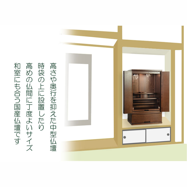 画像13: 国産高級モダン仏壇【背面桜透かし彫り・Ｗライト搭載　モダン仏壇：桜心（さくらごころ）27号　ライト色】仏壇・仏具　中型仏壇　桜柄　デザイン仏壇　家具調仏壇　現代調　LEDダウンライト装備　送料無料