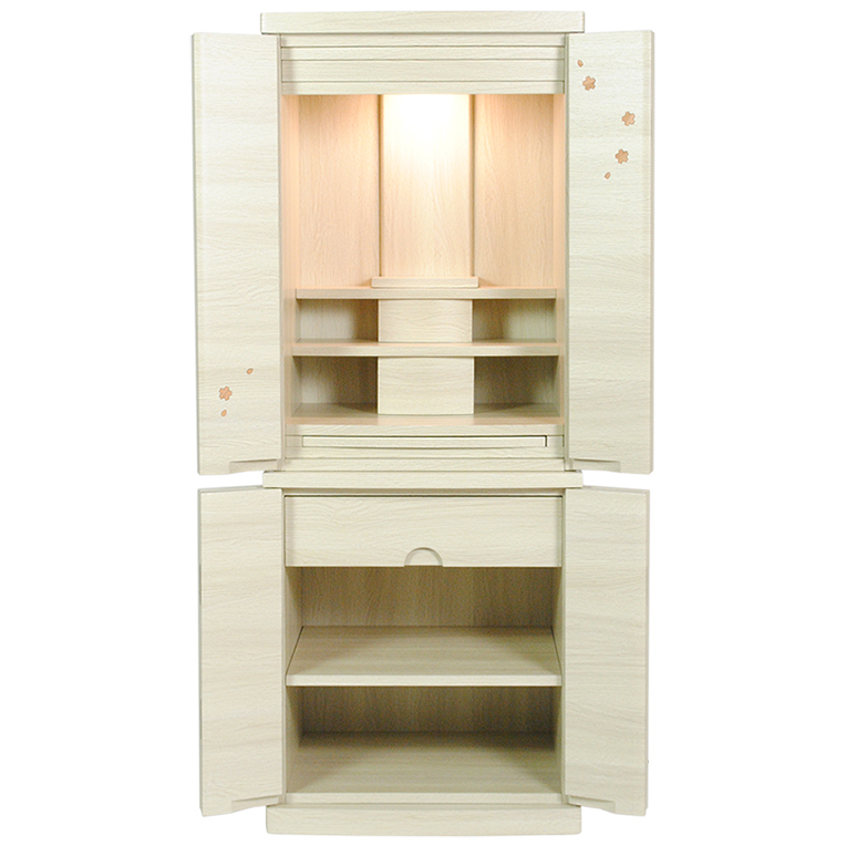 画像3: 星夜仏具付き【和みモダン仏壇：桜都（おと）　ナチュラル色　40号】本尊掛軸　仏具　おりん 現代調仏壇　大型仏壇　家具調仏壇　重ね仏壇　送料無料