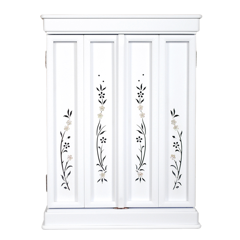 画像5: ホワイト色　仏壇+仏壇台【伝統型仏壇：天然貝・螺鈿細工　和モダン・花夕（はなゆう）　18号】小型仏壇　家具調仏壇　上置き仏壇　送料無料