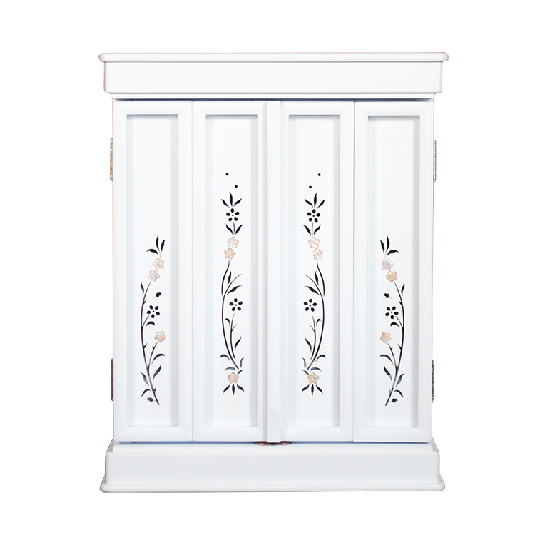 画像4: ホワイト色　モダン仏壇【伝統型仏壇：天然貝・螺鈿細工　和モダン・花夕（はなゆう）16号】小型仏壇　家具調仏壇　上置き仏壇　送料無料