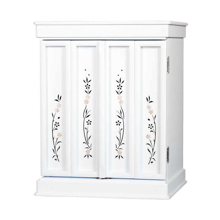 画像3: ホワイト色　モダン仏壇【伝統型仏壇：天然貝・螺鈿細工　和モダン・花夕（はなゆう）16号】小型仏壇　家具調仏壇　上置き仏壇　送料無料