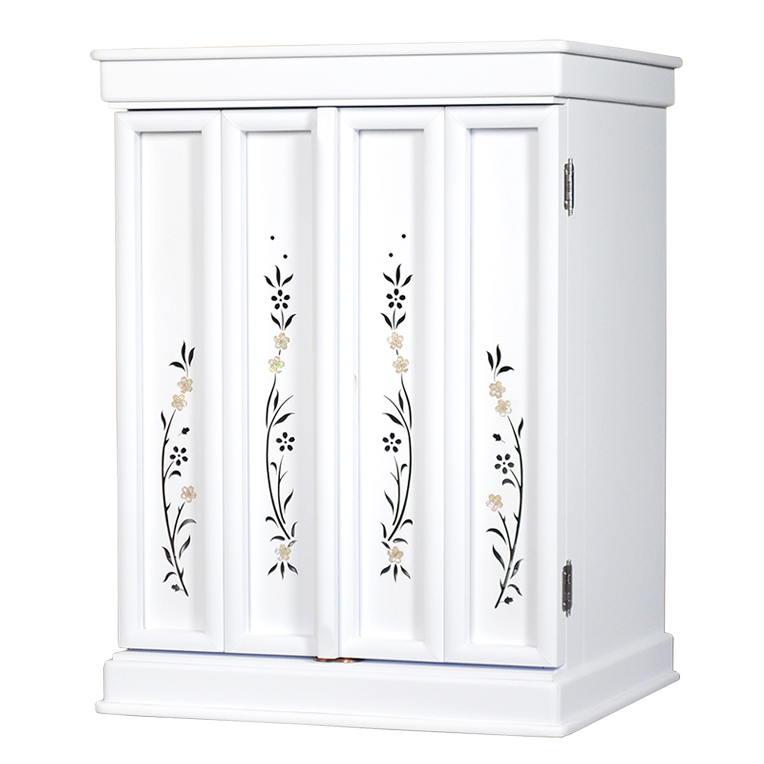 画像4: ホワイト色　仏壇+仏壇台【伝統型仏壇：天然貝・螺鈿細工　和モダン・花夕（はなゆう）　18号】小型仏壇　家具調仏壇　上置き仏壇　送料無料