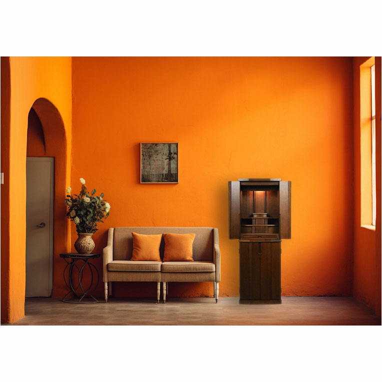 画像17: モダン仏壇 シルクホワイト色【仏具一式付：便利な経机・椅子付　天然木タモ材　中型仏壇：エルデ（Erde）46-16バリエーション3色】現代調仏壇　家具調仏壇　おしゃれ　イス付　リビング　送料無料