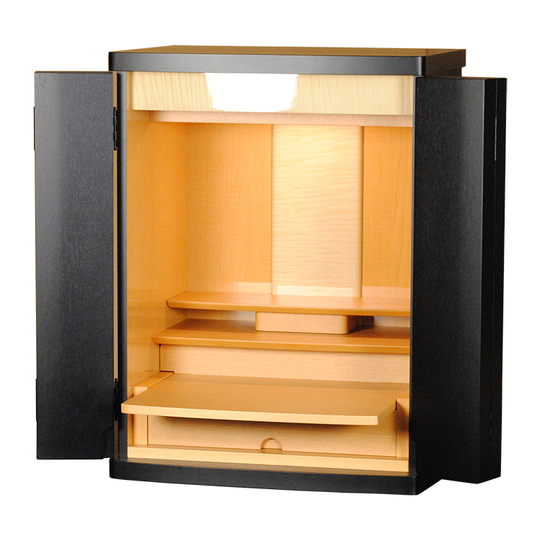 画像1: 国産ミニモダン仏壇【ソナタ20号：シルパーハート・ブラック】選べる2色　シンプル・おしゃれ ・小型 ・コンパクト　送料無料