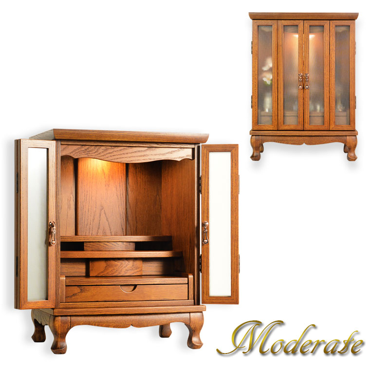 画像2: 仏壇【アンティーク調モダン仏壇：モデレート　オーク材無垢の猫足　23号　ロイヤルブラウン】小型仏壇　家具調仏壇　大型仏壇　リビング仏壇　送料無料