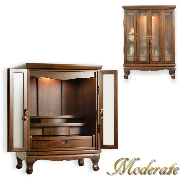 画像2: 仏壇【アンティーク調モダン仏壇：モデレート　タモ材無垢の猫足　23号　ウォールナット】小型仏壇　家具調仏壇　大型仏壇　リビング仏壇　送料無料