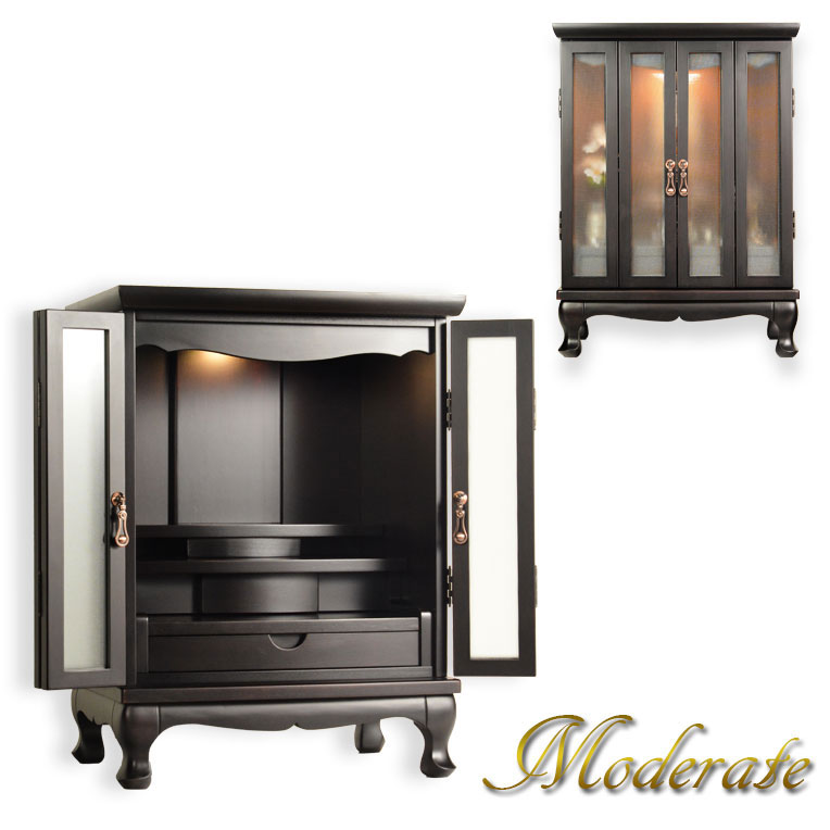 画像2: 仏壇【アンティーク調モダン仏壇：モデレート　ブナ材無垢の猫足　23号　ボルドーブラック】小型仏壇　家具調仏壇　大型仏壇　リビング仏壇　送料無料