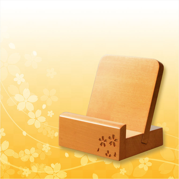 画像2: 仏具【唐木見台　桜花彫り模様 桜いちず：2.5寸 ライト色】過去帳台 見台 仏壇・過去帳