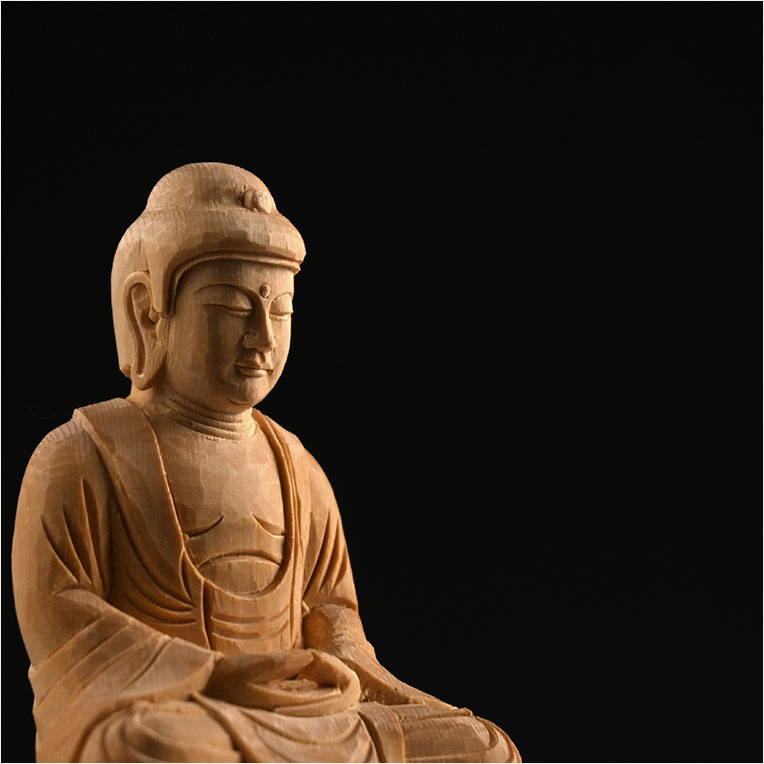 画像7: 【シンプルなプレーン彫刻　天然木桧製　木彫り仏像　六角低台座　釈迦如来2.0寸　曹洞宗・臨済宗の御本尊】仏壇　仏具　手元供養　仏さま　守り本尊　素彫り仏像　コンパクトサイズ　送料無料