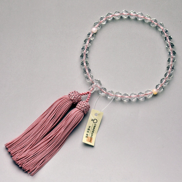画像: 仏壇供養に不可欠：京都数珠製造卸組合・女性用・京カット・ピンクサンゴ仕立