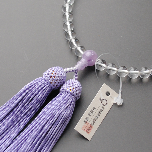 画像1: 仏壇供養に不可欠：京都数珠製造卸組合・女性用・本水晶藤雲石・正絹頭房付
