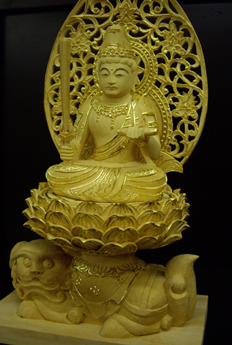 画像: 仏像・総柘植高級彫淡彩切金・普賢菩薩1.5寸